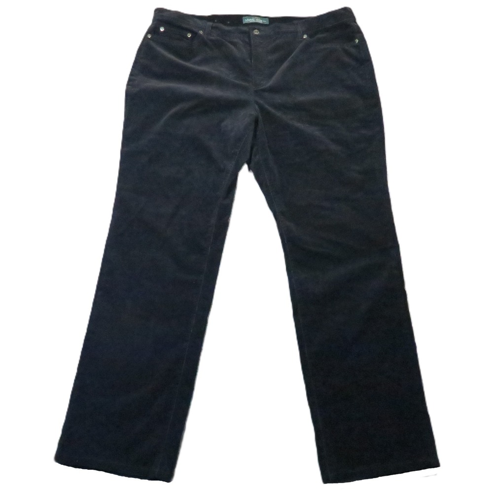 Lauren Ralph Lauren Corduroy Pants 18W Black Classic Straight Preppy Casual 90s